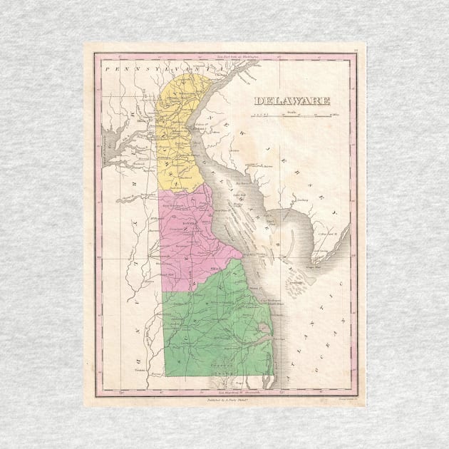 Vintage Map of Delaware (1827) by Bravuramedia